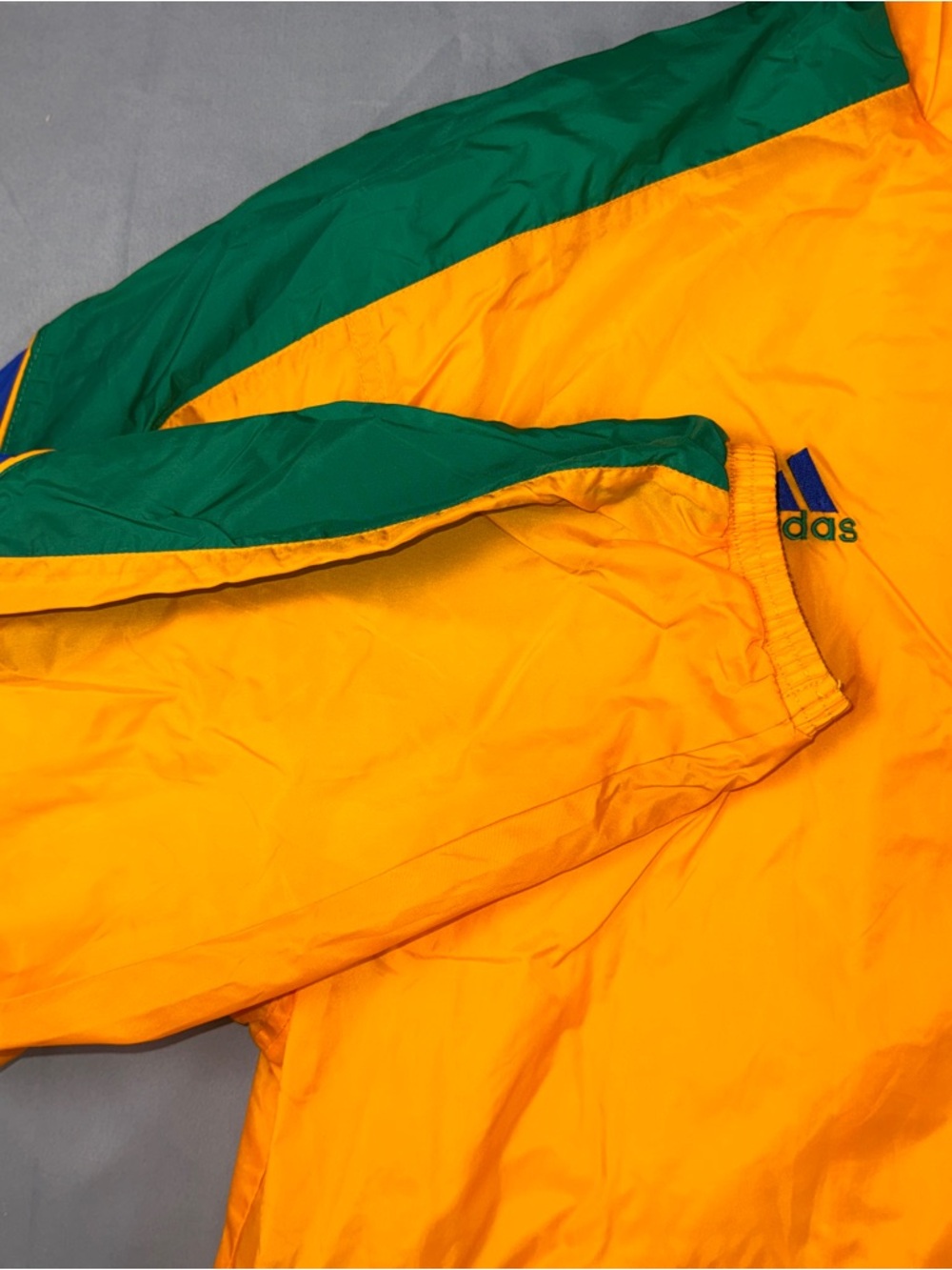 Vintage Brazil Jacket Mens Medium Yellow Soccer France 98 World Cup Adidas 90s - Picture 8 of 12